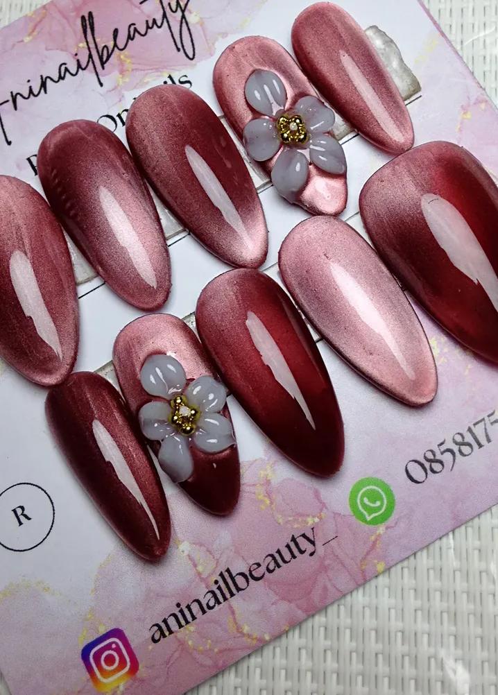 Velvet Rose 3D Blossom Nails