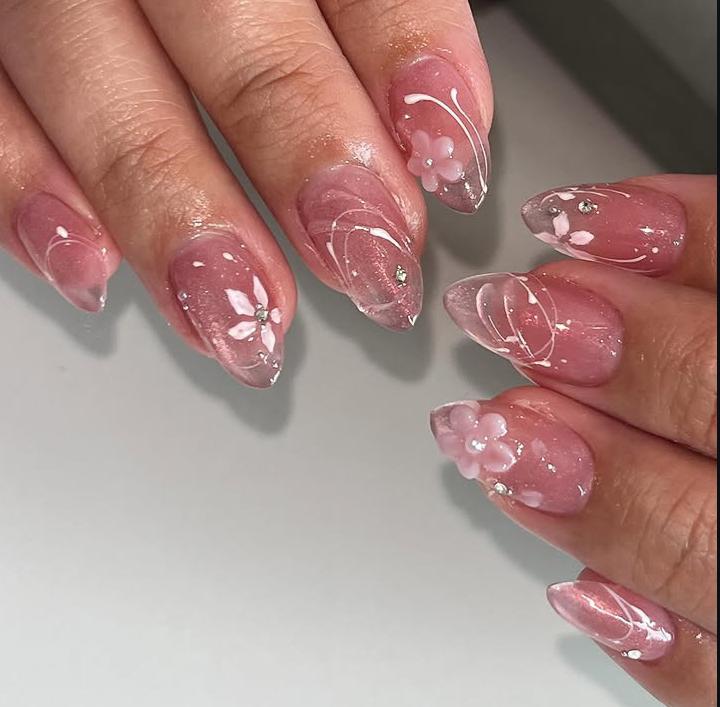 Blossom Pink Marble Nails